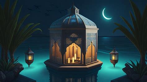 Premium AI Image | A Lantern of Islamic Background