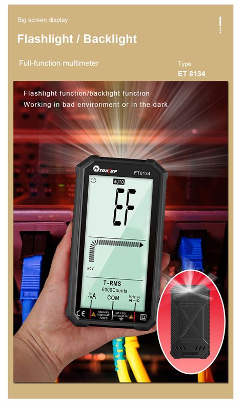Et8134 4 7 Lcd Multímetro Digital De Corrente Contínua Tensão Corrente Medição Capacitância