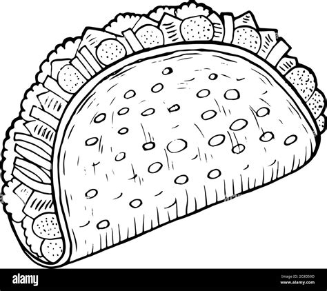 Mexican Food Taco Coloring Page For Adults Ink Artwork Graphic