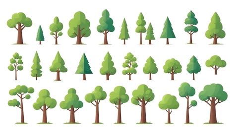 Premium Photo A Collection Of Trees And Shrubs Vector Art Illustration