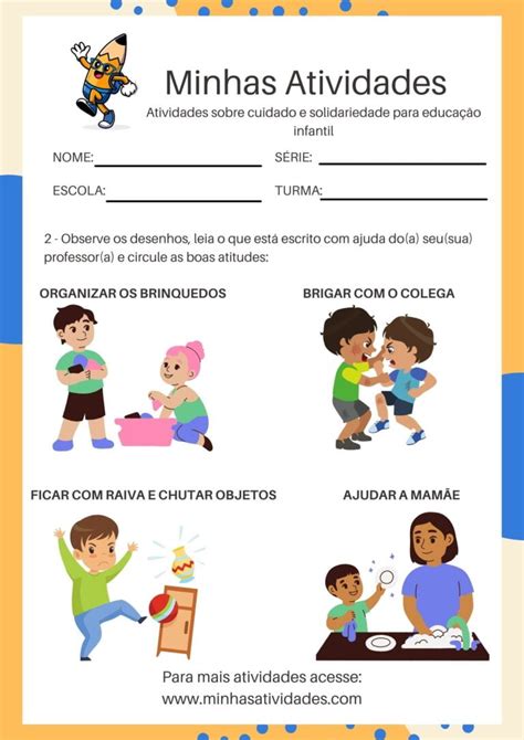 Atividades Sobre Cuidado E Solidariedade Para Educa O Infantil