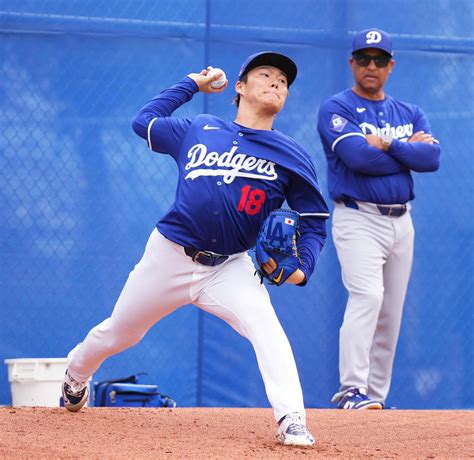 山本由伸ブルペンで25球 29日op戦デビューへ準備、監督「ホッホー、yeah」と拍手 Mlb写真ニュース 日刊スポーツ