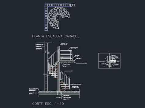 Escalera Caracol En Autocad Descargar Cad Kb Bibliocad