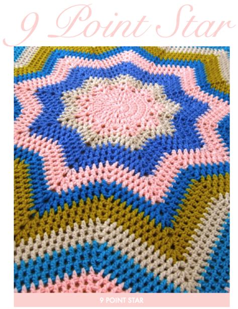 9 Pointed Star Sarah London Crochet Ripple Afghan Crochet Stitches