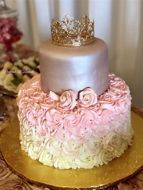 Rose Gold Crown Baby Shower Cake