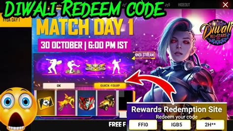 Redeem Code It S Match Day Of The Free Fire Diwali All Stars