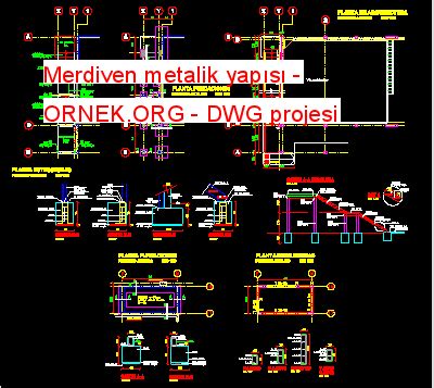 Proje Sitesi Merdiven metalik yapısı Autocad Projesi