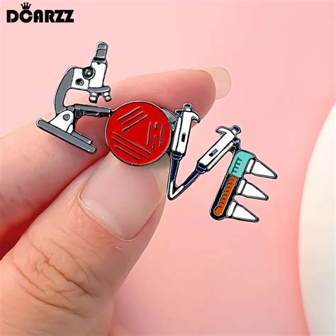 DCARZZ Lab Lover Science Enamel Pin Microscope Test Tube Brooch