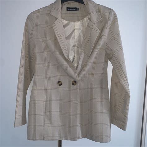 PLT Nude Checked Blazer Perfect Condition Size 6 Depop