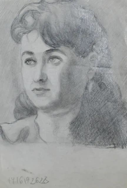 Antique Realist Pencil Drawing Old Woman Portrait Sketch £82 02