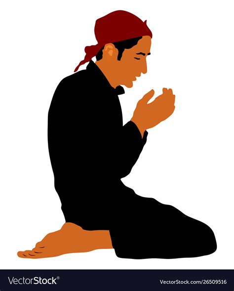 Islamic Religion Pose Muslim Man Praying Vector Image