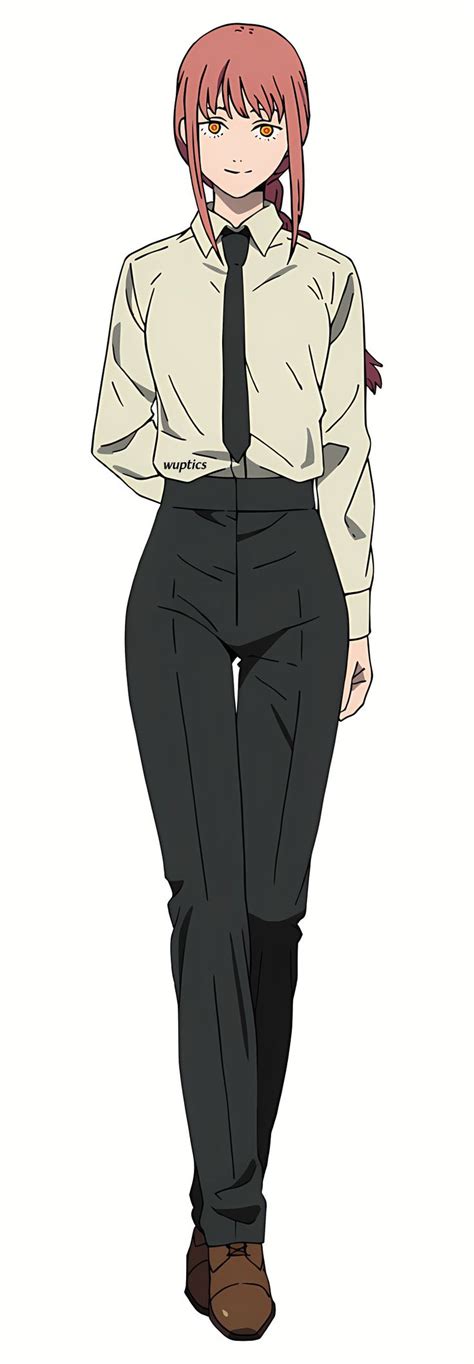 An Anime Character With Red Hair And Black Pants Wearing A White Shirt