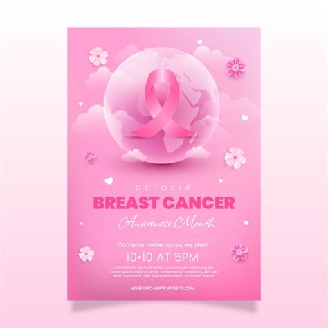 Free Vector Realistic Breast Cancer Awareness Month Vertical Flyer