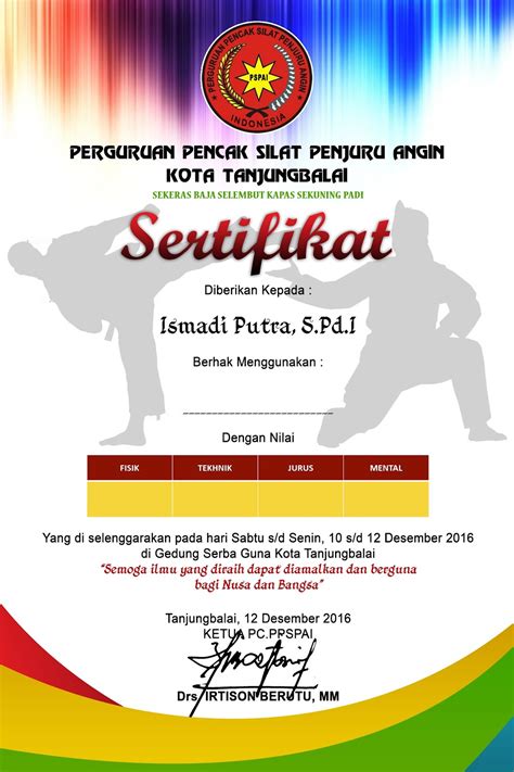 Contoh Piagam Penghargaan Pencak Silat Tendangan Dalam Pencak Silat