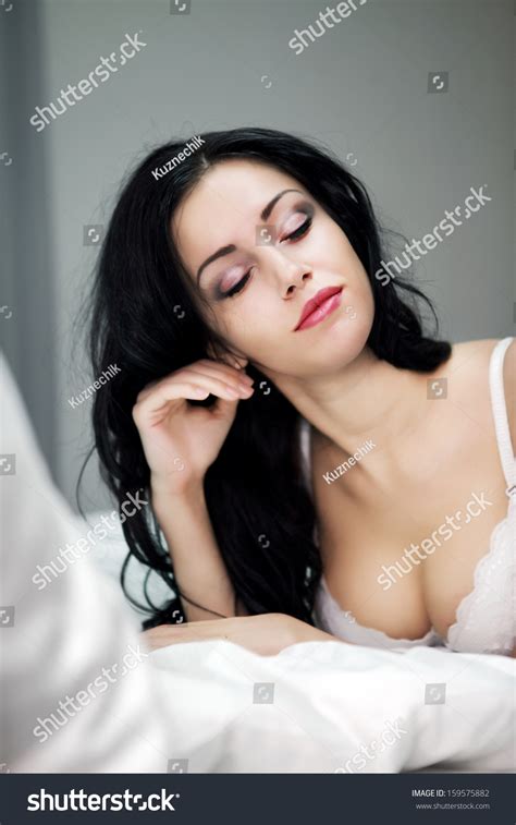 Sexy Woman White Lingerie On Bed Stock Photo Shutterstock