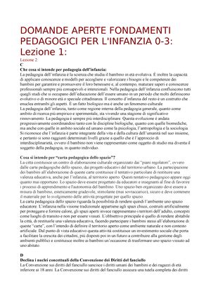 Fondamenti Lezioni Fondamenti Pedagogici Per L Infanzia Anni