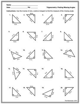 Trigonometry Problems Worksheet