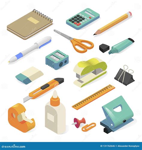 Office Tools And Business Stationery For Workplace Stock Vector