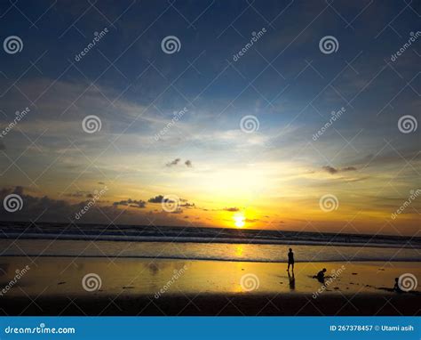 Sunset On Seminyak Beach Bali Indonesia Stock Image Image Of Sunset