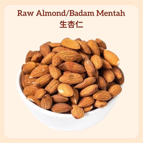 Raw Almond Badam Mentah Gm Kg Healthy Weight Loss Kurus