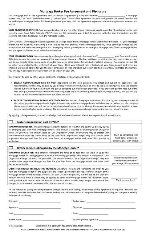 Mortgage Broker Fee Agreement Pdf Form Formspal