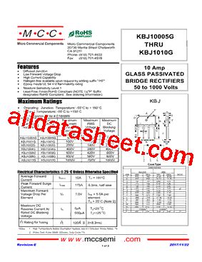 KBJ10005G Datasheet PDF Micro Commercial Components