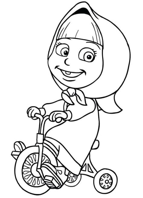 Coloriage Masha Sur Un Tricycle T L Charger Et Imprimer Gratuit Sur