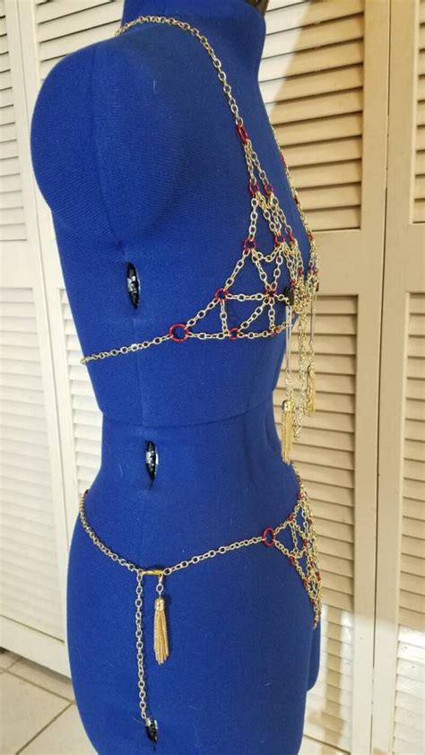Chain Mail Bikini Set With Color Options Attached Nipple Etsy