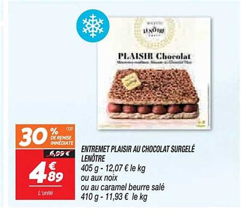 Promo Entremet Plaisir Au Chocolat Surgel Len Tre Chez Netto