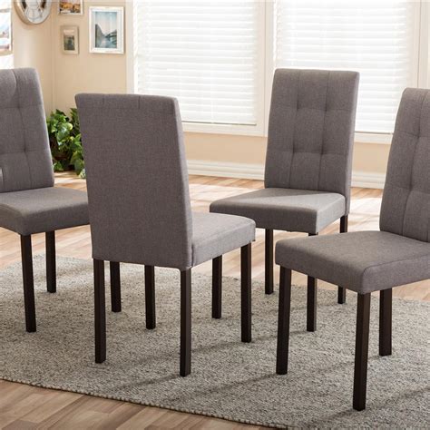 Baxton Studio Andrew 9-Grids Gray Fabric Upholstered Dining Chairs (Set ...