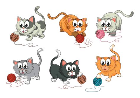 Cats Playing With Wool Big Yarn Wool Vector Big Yarn Wool PNG And