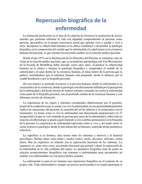 Repercusión Biográfica de la Enfermedad Medicina Óptima uDocz