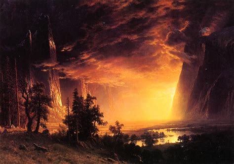 Sunset In The Yosemite Valley Painting Albert Bierstadt Oil