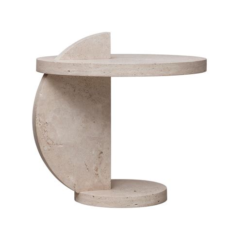 Contemporary Travertine Side Table By Alex P White At 1stdibs