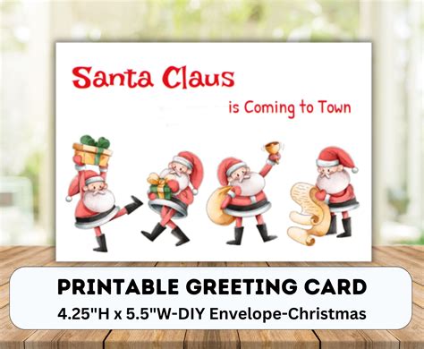 Santa Claus Christmas Card Printable Christmas Card - Etsy