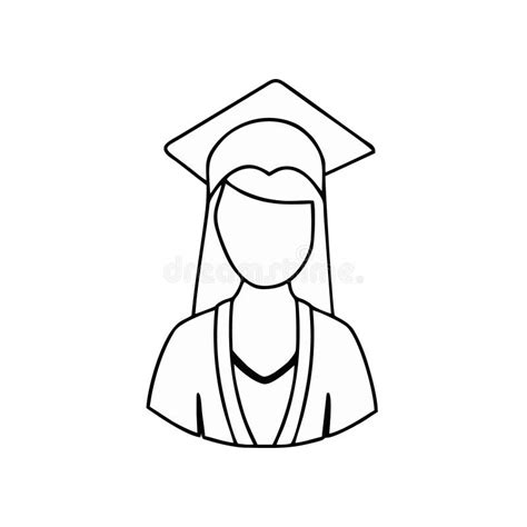 Female Graduate Student Icon Isolated On White Background Female