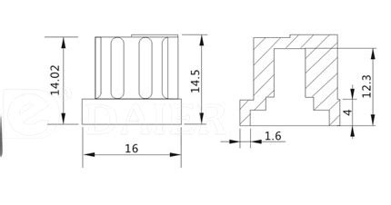 KN-1614 Soft-touch Knurled Shaft Rubber Knob - 16mm O.D. - DAIER