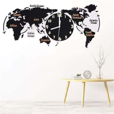 Acrylic Silent Wall Clock World Map Brigid Theodora