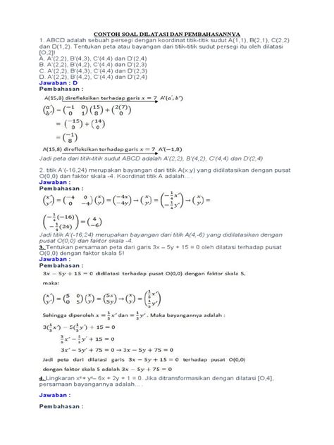 Contoh Soal Dilatasi Dan Pembahasannya Pdf