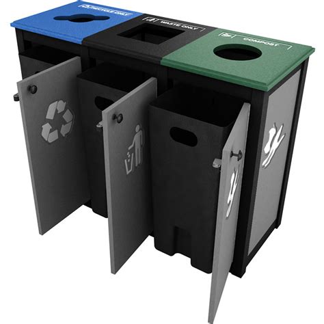 Keene Topload Triple Recycling And Trash Bin Station Recycle Away