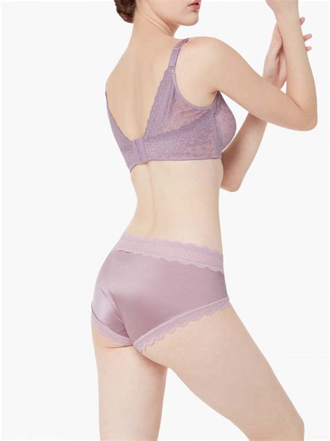 Bf Lace Trimmed Hi Cut Brief Red Satami Lingerie