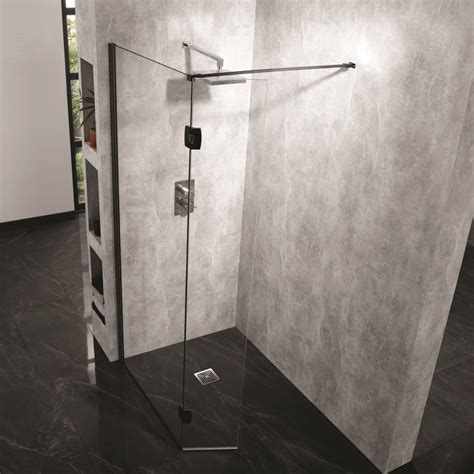 Aquadart Wetroom 10 Clear Glass Polished Silver Hinged Return Panel