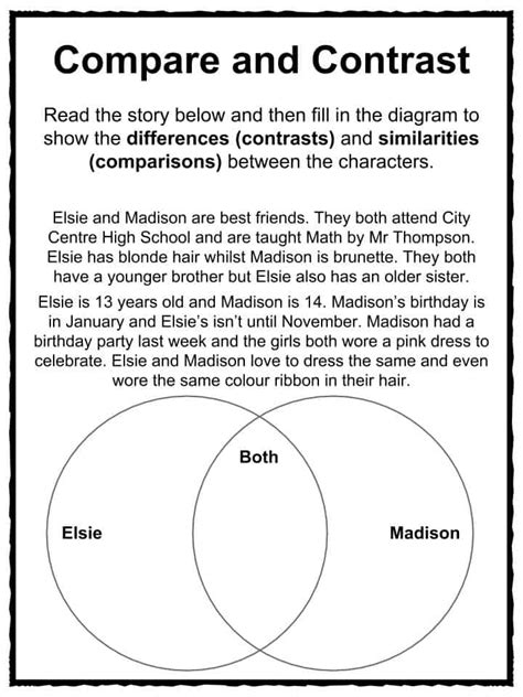 Compare And Contrast Worksheets Lesson Plan Pdfs Worksheets Library