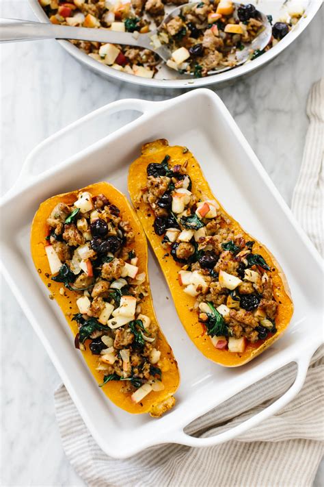 Apple Sausage Stuffed Butternut Squash Downshiftology