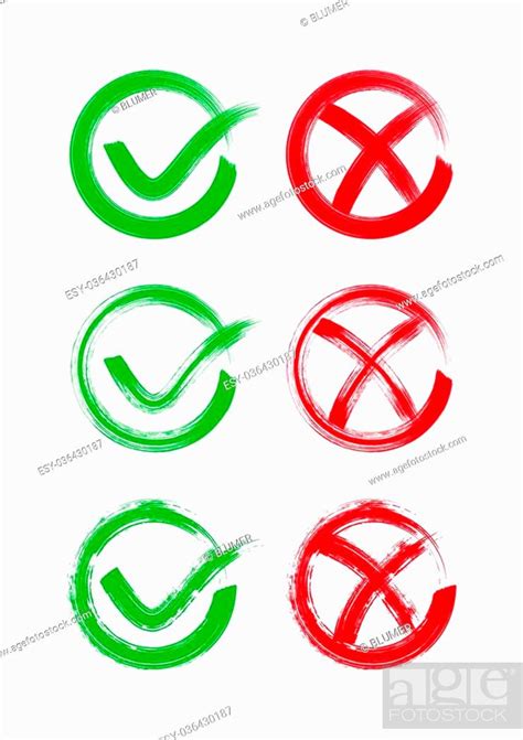 Red And Green Brush Stroke Check Mark Icons Stock Vector Vector And