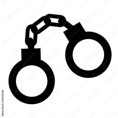 Handcuffs Silhouette Icon Police Symbol Simple Shape Black Isolated