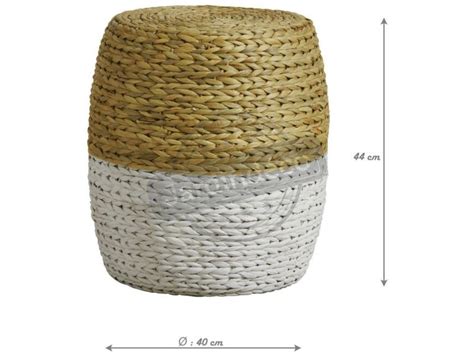 Tabouret Rond En Jacinthe Bicolore Naturel Et Blanc Conforama