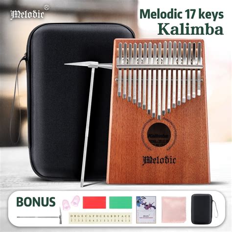 17 Keys Kalimba Thumb Piano Instrument Mahogany Wood W Tuning Hammer