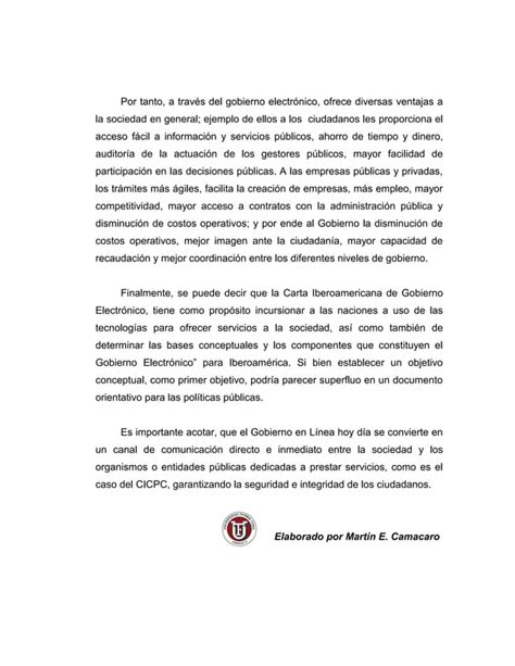 Carta Iberoamericana De Gobierno Electr Nico Pdf Descarga Gratuita