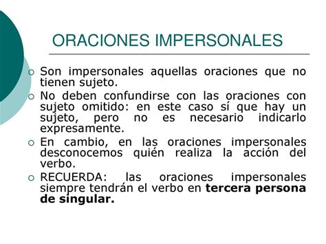 Clases De Oraciones Impersonales Pasivas Transitivas Intransitivas